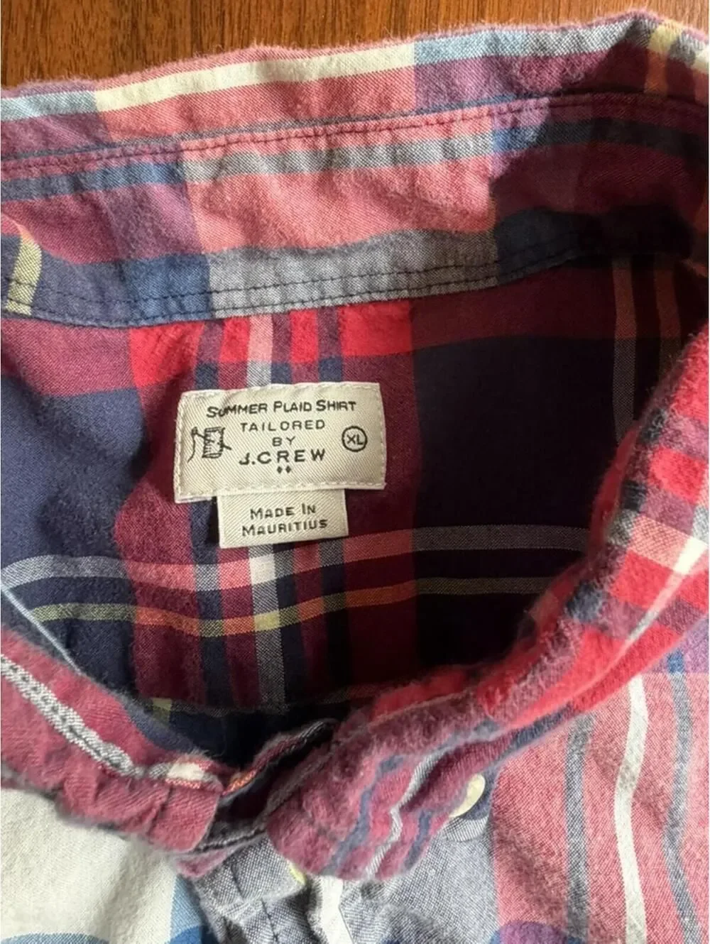 J.Crew Summer Blue & Red Plaid Button-Up Shirt - Size XL
